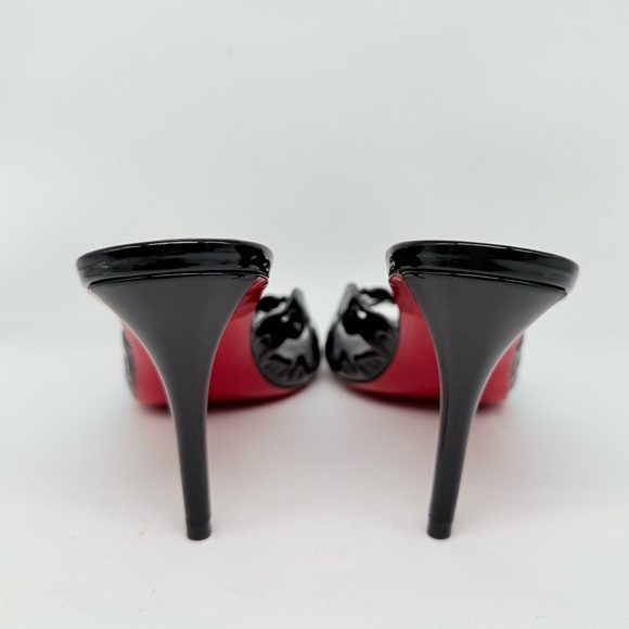 Christian Louboutin Black Patent Leather Petunia Apostropha cutout Mules 40.5 - Picture 7 of 10